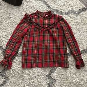 Plaid Ruffle Trim Top